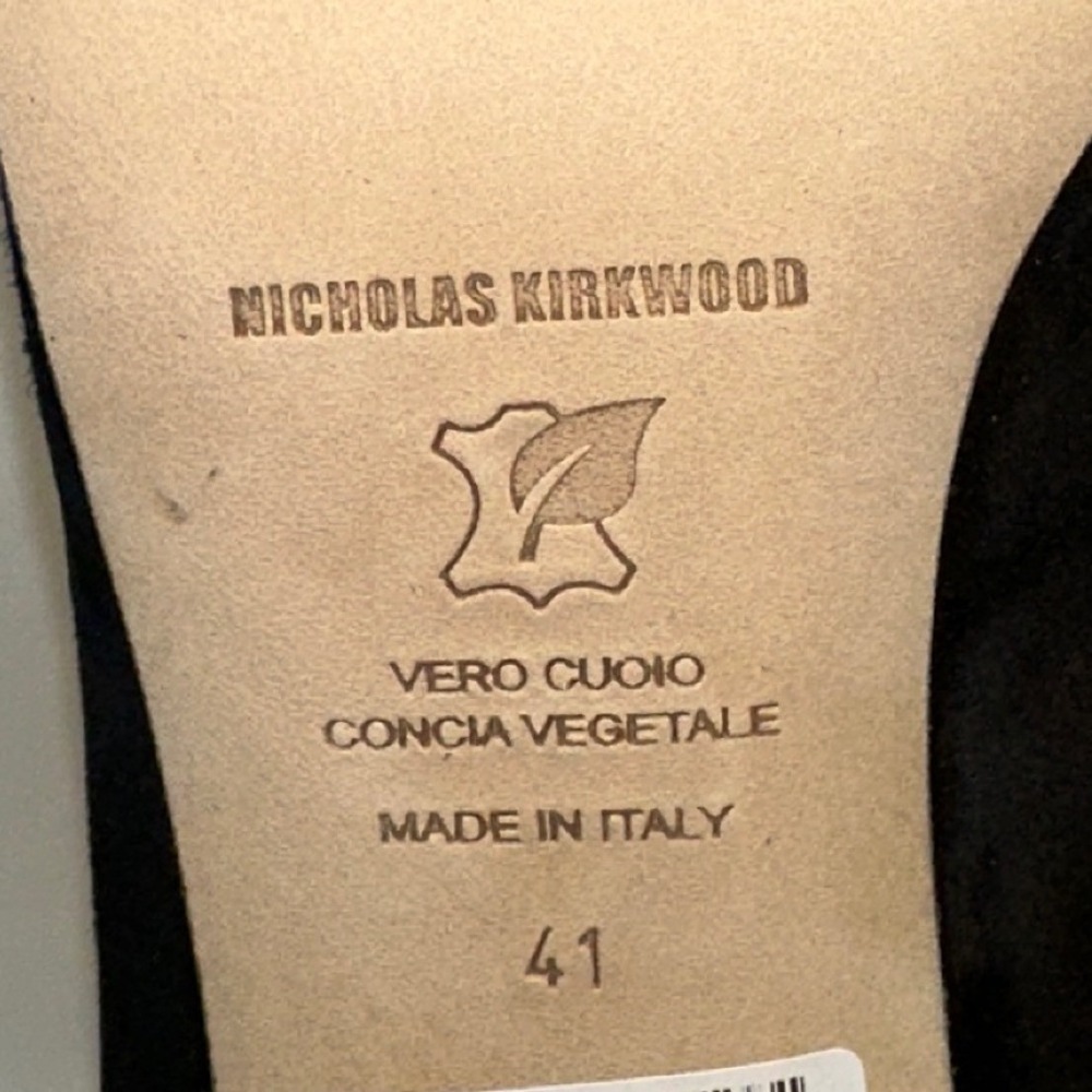 Nicholas Kirkwood NIB Maeva Pearl Black Suede Square Toe Sock Ankle Boot Size 41 - Picture 10 of 14